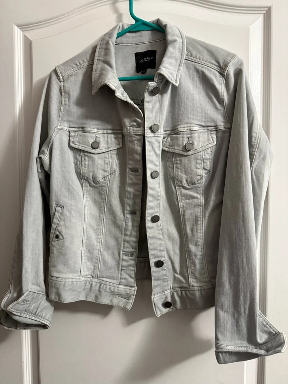 Liverpool Light Gray Jean Jacket - Women's Denim Trucker
